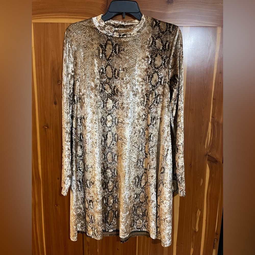 Glam Brown Snake Print Dress Large
